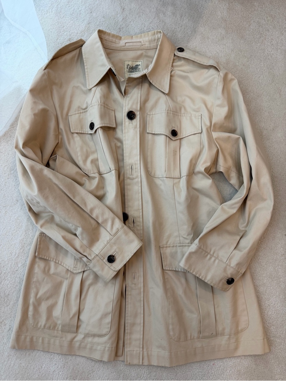 Brooks Brothers Vintage Cotton Beige Military Safari Field Jacket with Pockets